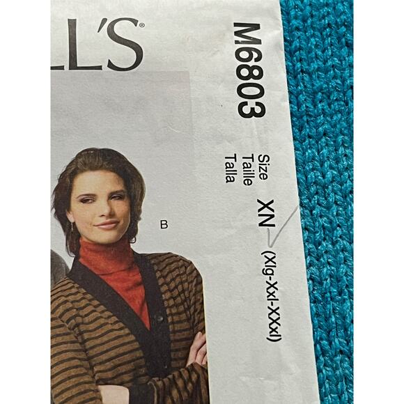 McCalls 6803 Sewing pattern Cardigan V neck size XL XXL XXXL - Picture 2 of 7